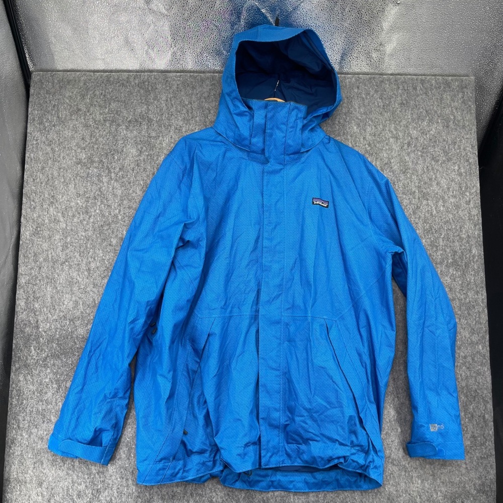Patagonia Jacket Mens XL Blue Textured Hooded Shell Ski Snowboard Rain Coat H2No
